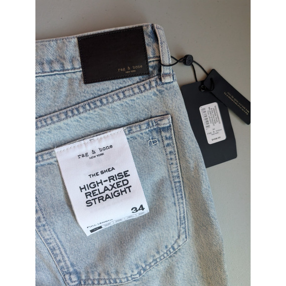 NWT Rag & Bone Shea High Rise Relax Straight Jeans Sz 34 Desiree Pearl #3B512 - Picture 9 of 13
